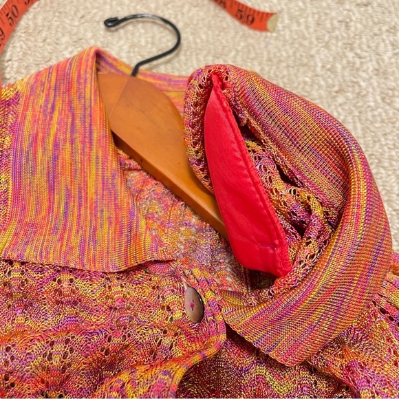 Vintage 70s Knit Button-Up Top Orange - Picture 7 of 10